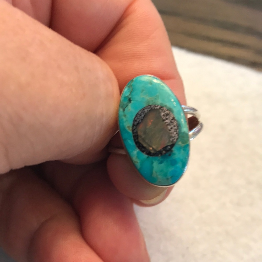 Turquoise Inset w/ Meteor 925 Ring